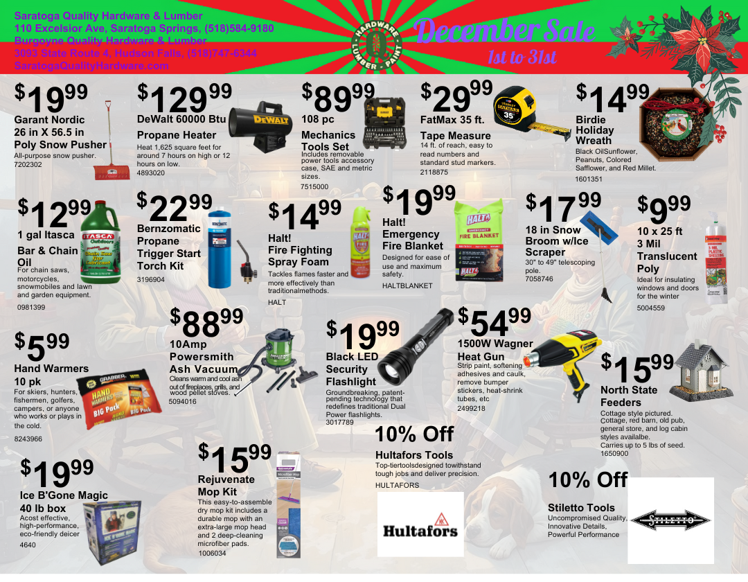 Items on sale in December